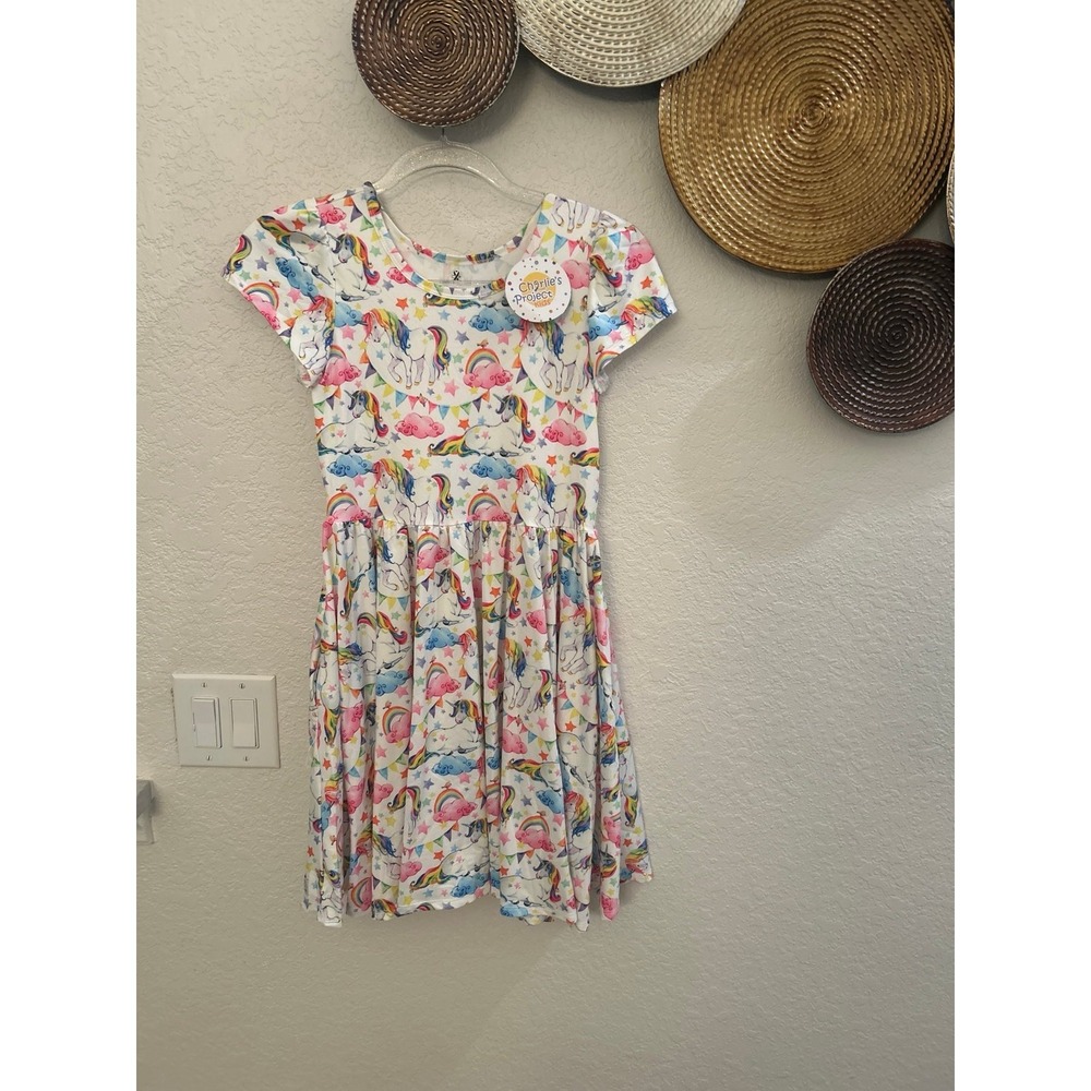 Charlie's Project colorful‎ unicorn-themed girls' dress size 14/16 NWT